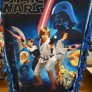 Handcrafted star wars knot blanket
